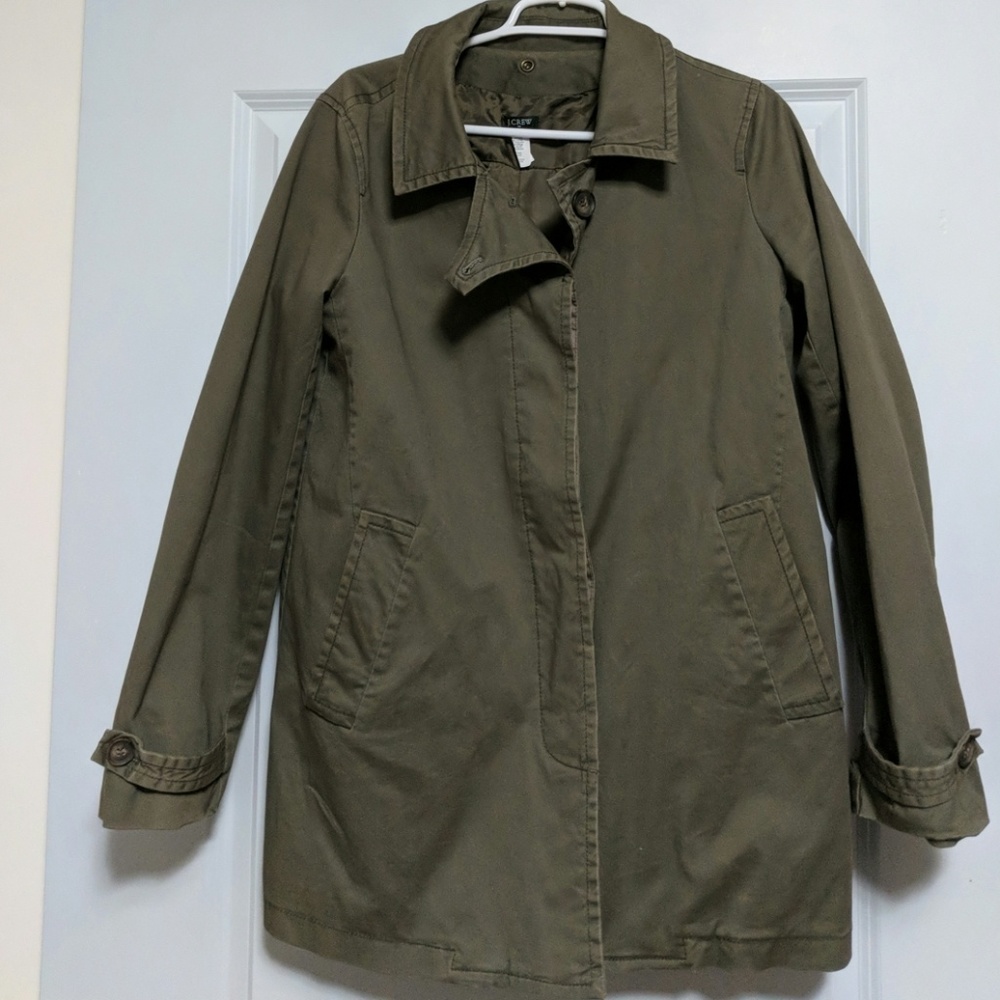 J.crew 2 in 1 trench coat removable hood and vest